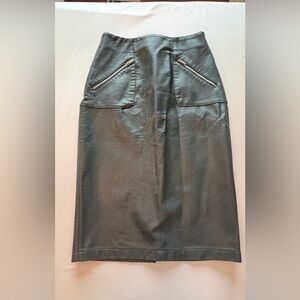 Zara Charcoal Leather Pencil Skirt
